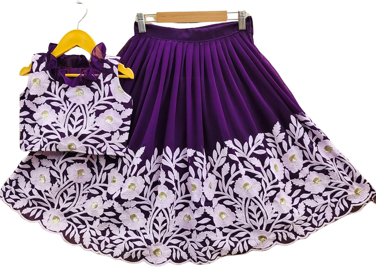 lehenga choli Ethnic wear, western wear, party wear floral print lehenga & crop top (purple, pack of 1)