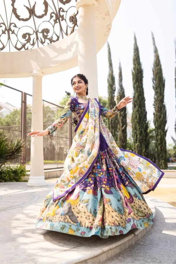Multicolor kalamkari print lehenga choli