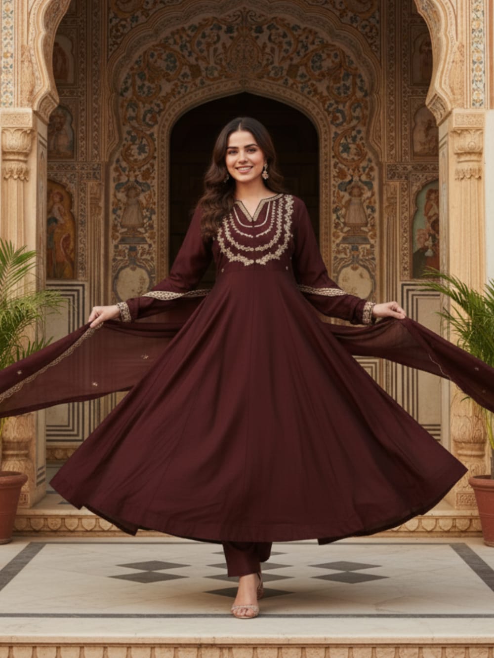 Embroidered Anarkali suit set
