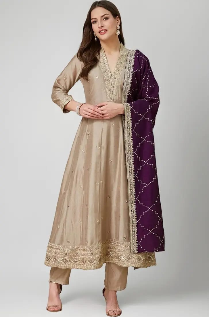 Embroidered Anarkali suit set